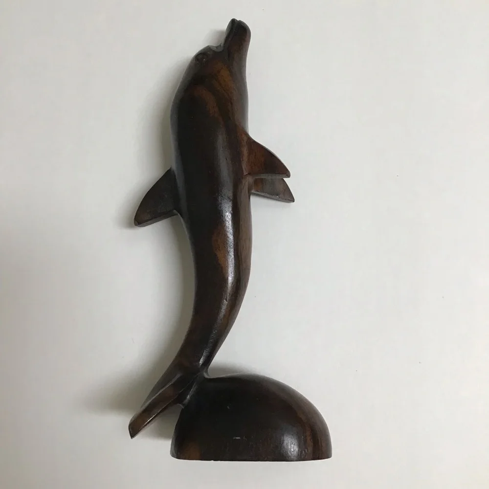 Dolphin Statue 6” Hand Carved Ironwood Wood Art Decor Marine Coastal FL Vintage